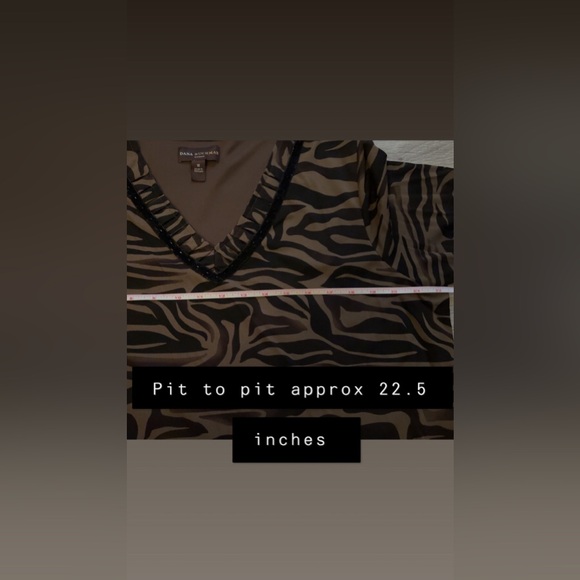 Dana Bachman Women’s Top Blouse Plus Size 1X Animal Print Vneck Brown Black EUC - Picture 3 of 6